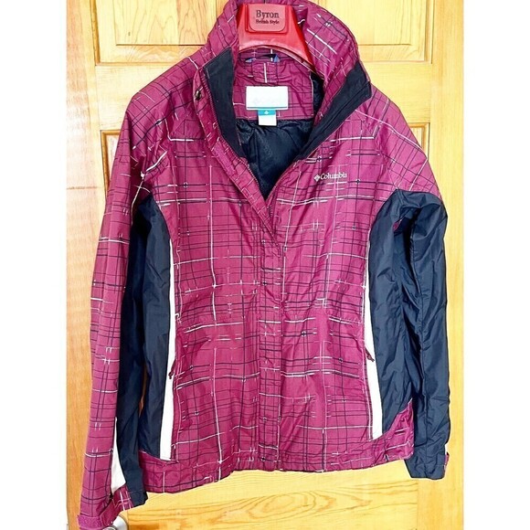 Columbia Womens Burgundy Jacket Sz L Parka Insulated Spring Fall Water Resistant - Picture 1 of 6